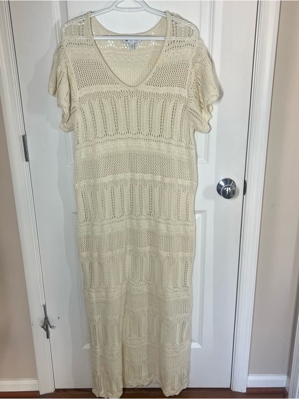 Jessica Simpson Cream Crochet Maxi Dress